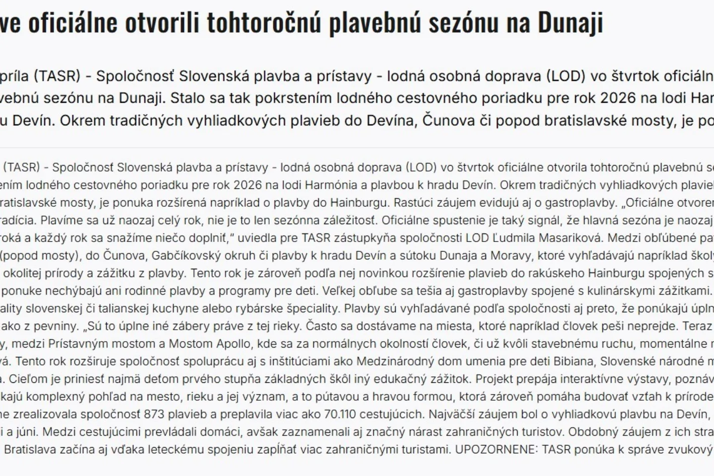 Engineering.sk - V Bratislave oficiálne otvorili tohtoročnú plavebnú sezónu na Dunaji